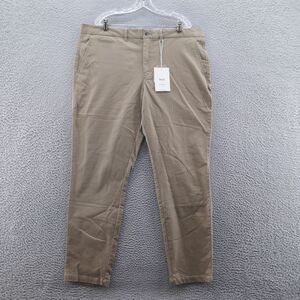 Perk Mens Feel Good Slim Fit Chino Pants 42x32 Brown High Rise Stretch Twill NEW